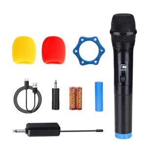 MICROFONE SEM FIO SIMPLES HOOPSON PROFISSIONAL UHF 10 CANAIS - MIC-009 - FR