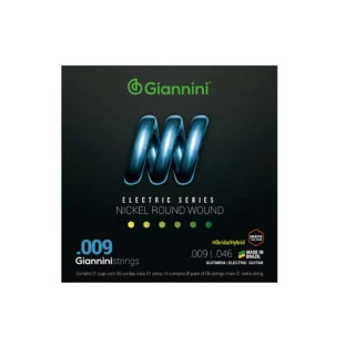 ENCORDOAMENTO PARA GUITARRA GIANNINI NICKEL ROUND WOUND HIBRIDA GEEGSTH9 (.009 - .046) - 5963