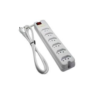 PROTETOR ELETRONICO TITANIS 6 TOMADAS TRIPOLAR BIVOLT CABO PP 0,75MM 80CM 10A BRANCO - PTE0206B