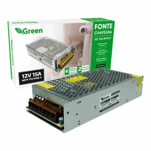 FONTE CHAVEADA GREEN COLMEIA CFTV METAL 12V 15A 180W BIVOLT - 044-6303