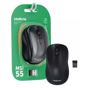 MOUSE SEM FIO OFFICE INTELBRAS 1600DPI 3 BOTOES PRETO MSI 55 (BLISTER) - 4290023