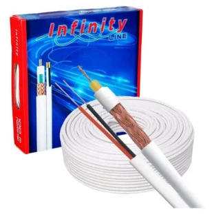 CABO COAXIAL INFINITY RF 4MM BRANCO + BIP EXTERNO 95% 100M COBRE - COAX036