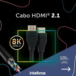 CABO HDMI INTELBRAS 2.1 8K ULTRA HD 2M CH 2120 SEM FILTRO - 4142120