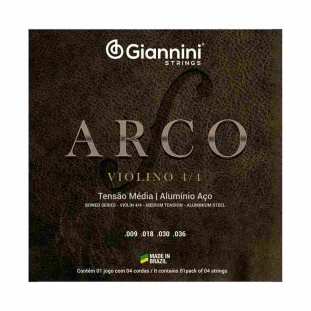 ENCORDOAMENTO PARA VIOLINO 4/4 GIANNINI ARCO ALUMINIO AÇO GEAVVA MEDIA - 5972