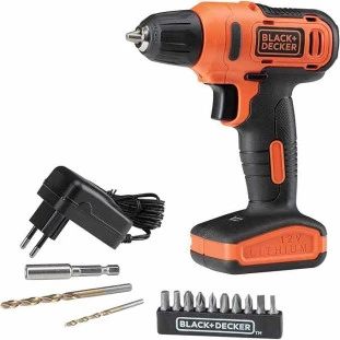 PARAFUSADEIRA E FURADEIRA BLACK+ DECKER 3/8" (10MM) 12V ION DE LITIO C/ 13 ACESSORIOS BIVOLT - LD12S-BR