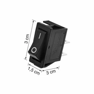 CHAVE GANGORRA KCD3-101 ON/OFF PRETO 2 TERMINAIS 15A 250VAC - CHVS0012
