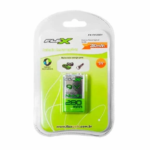 BATERIA RECARREGAVEL FLEX GOLD 9V 280MAH PARA MICROFONE SEM FIO - FX-9V/28B1 - FR