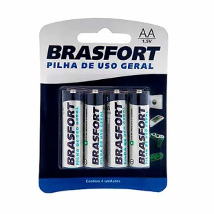 BRASFORT PILHA COMUM PEQUENA AA CARTELA C/4 - 6309 - FR