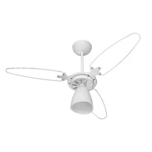 VENTILADOR DE TETO VENTISOL WIND LIGHT BRANCO 3 PAS TRANSPARENTES COM LUSTRE 137W CV3 127V - 404 - FR