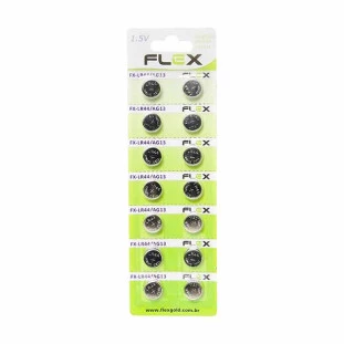 BATERIA ALCALINA BOTAO FLEX GOLD 1,5V LR-44 C/14 - FX-LR44