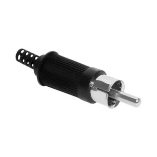 PLUG RCA PLASTICO PONTA NIQUEL PRETO - PGRC0016