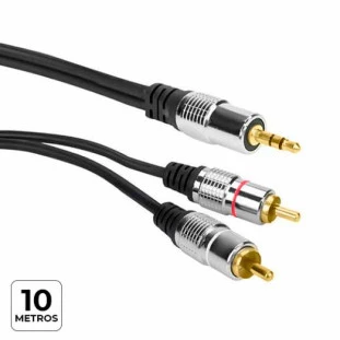 STORM CABO P2 STEREO X 2 RCA 10M COM PLUGUE DE METAL - CBRC0030