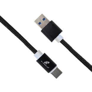 XCELL CABO USB 3.0A X USB TIPO C PARA SMARTPHONE 2M NYLON PRETO - XC-CD-17 - FR