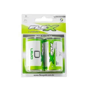 FLEX GOLD PILHA ALCALINA D 1,5V LR20 (C/2PÇS) - FX-DK2 - FR