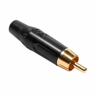 PLUG RCA PROFISSIONAL METAL PRETO COM PROTETOR DE CABO PRETO - PGRC0023