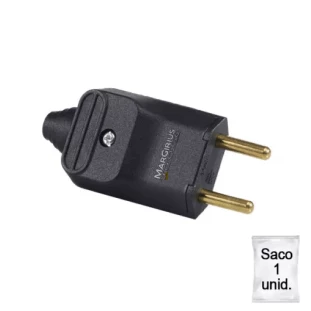 PLUGUE 20A 2 PINOS MARGIRIUS PRETO COM PRENSA CABO PLD2-2 - 15045