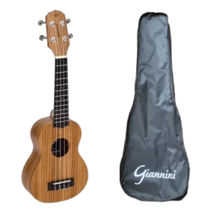 UKULELE SOPRANO GIANNINI ACOUSTIK GUK-21 ZEBRA WOOD (ZW) COM BAG - 23955