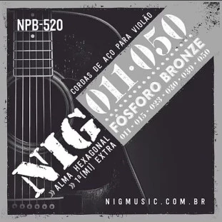 ENCORDOAMENTO PARA VIOLAO AÇO 6 CORDAS NIG FOSFORO BRONZE  (.011 - .050) - NPB520