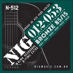 ENCORDOAMENTO PARA VIOLAO AÇO 6 CORDAS NIG BRONZE 85/15 (.012 - .053) - N512